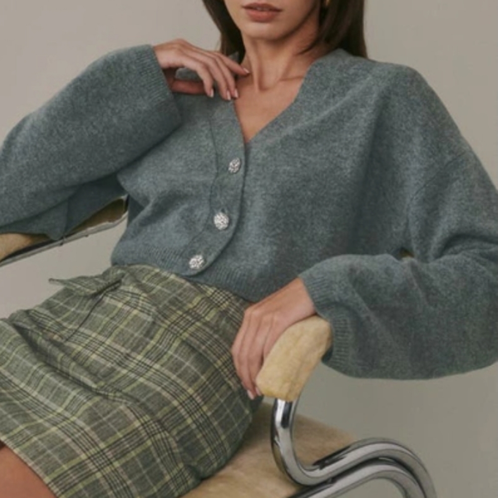Reformation val easy crop wool cardigan S